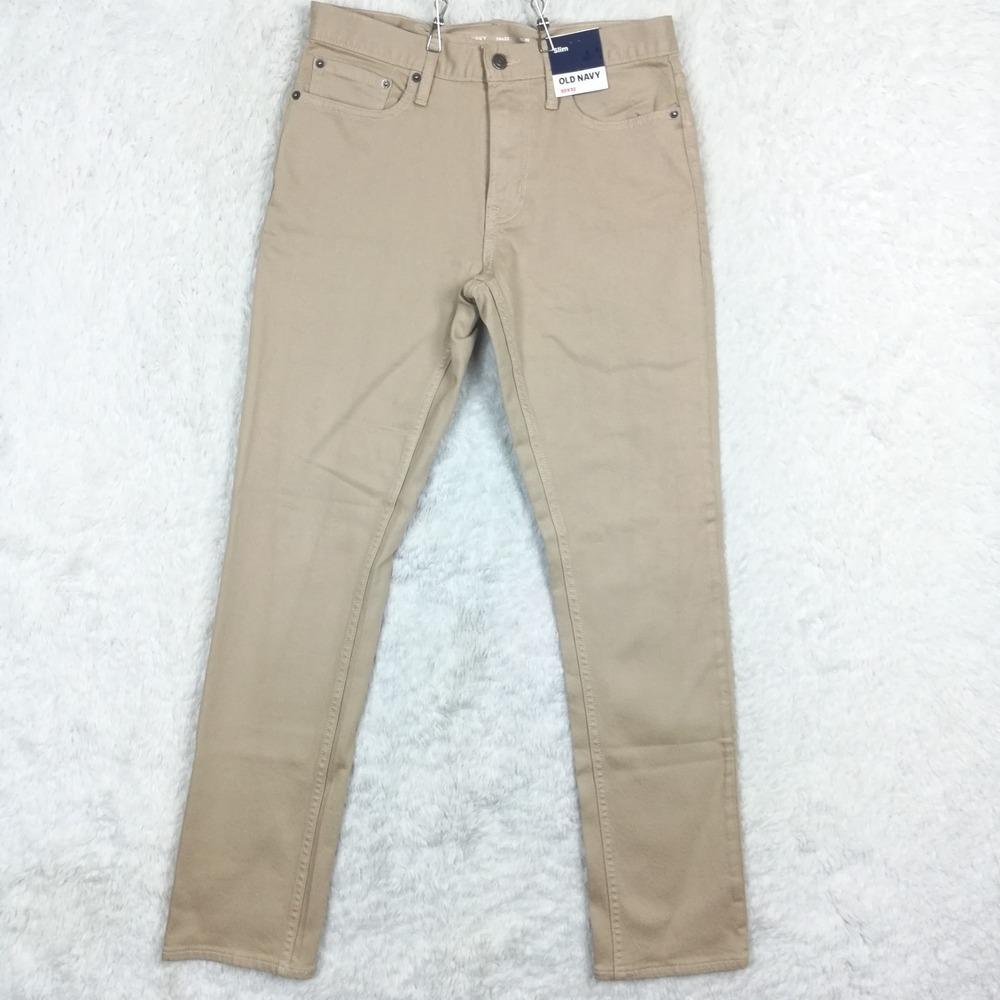 Old Navy Mens Jeans Slim Straight Leg Khaki Flex Stretch 30x32 New